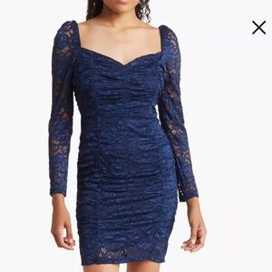 Sam Edelman Navy Lace Long Sleeve Dress